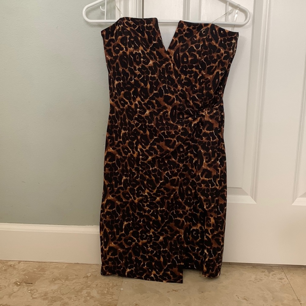 Large cheetah print strapless dress